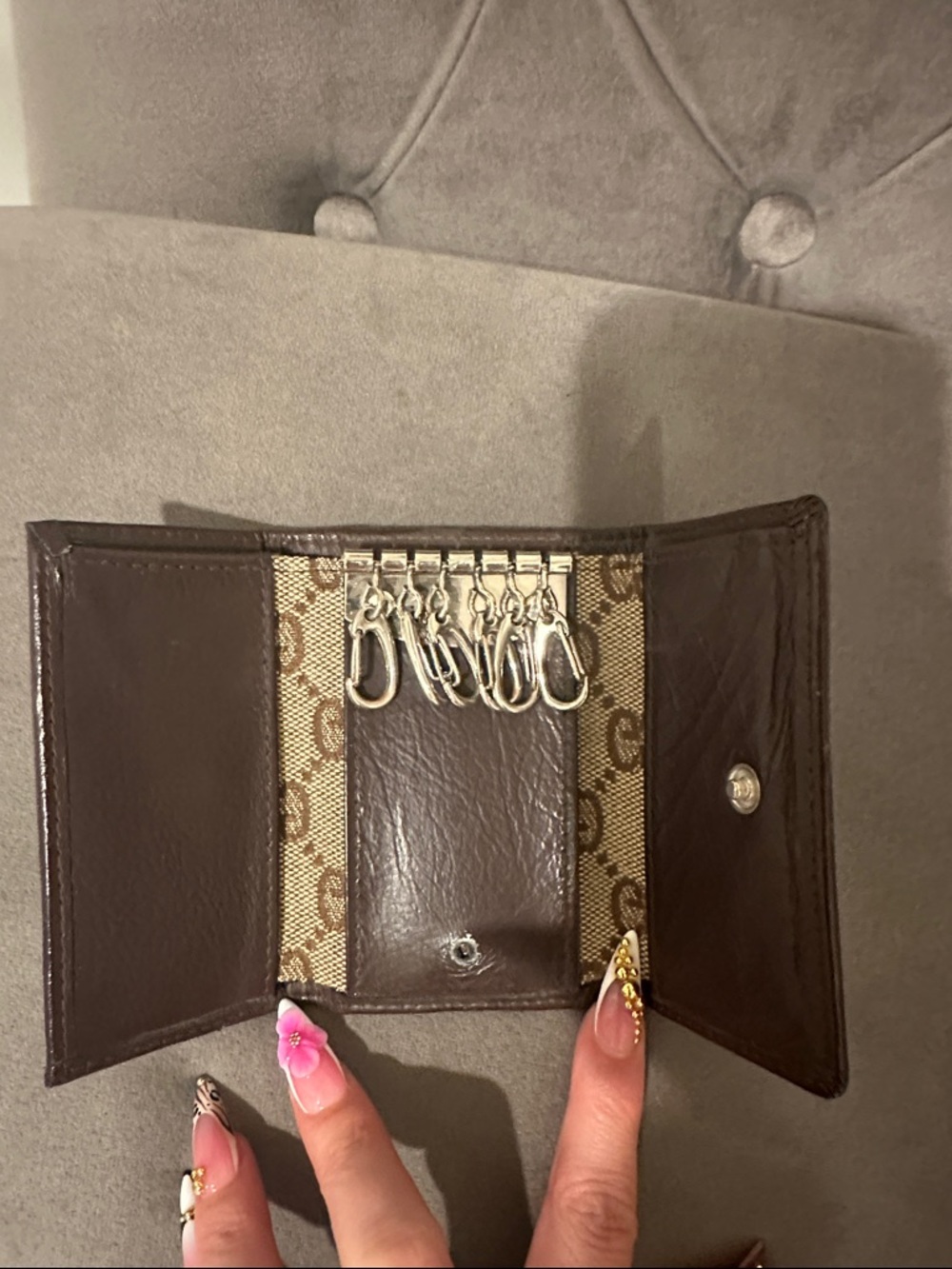 Monogram Canvas Key Holder Wallet - Beige Brown - Picture 2 of 2